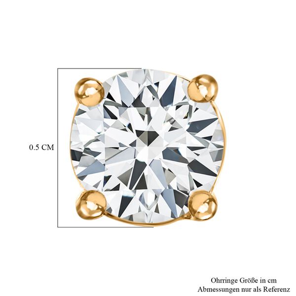 Moissanit Ohrringe 925 Silber 750 Gelbgold Vermeil ca. 0.88 ct image number 5