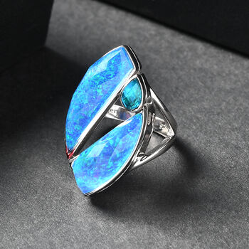 Sajen Silber-Opal Dublett Ring 925 Silber rhodiniert (Gr&ouml;&szlig;e 18.00) ca. 10.12 ct