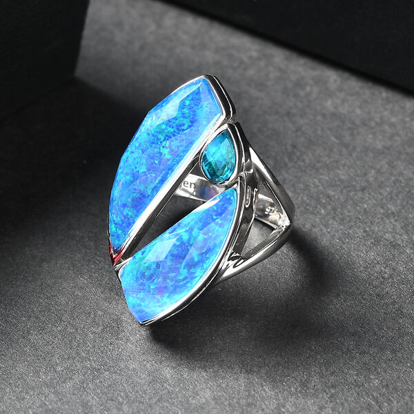 Sajen Silber-Opal Dublett Ring 925 Silber rhodiniert (Gr&ouml;&szlig;e 18.00) ca. 10.12 ct image number 1