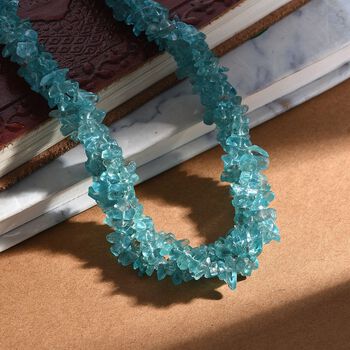 Betroka Blauer Apatit Halskette ca. 50 cm 925 Silber rhodiniert ca. 330.00 ct