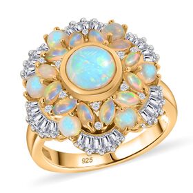 Ballerina Bloom AA Natürlicher, äthiopischer Welo Opal Ring 925 Silber 750 Gelbgold Vermeil (Größe 17.00) ca. 3.11 ct
