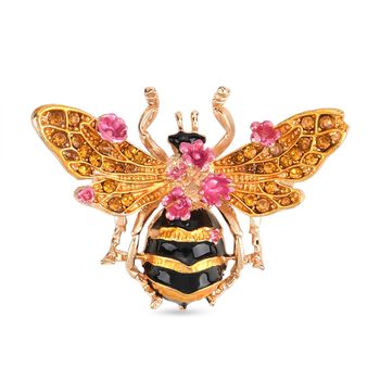 Emaillierte und gelbe Kristall-Brosche, Biene