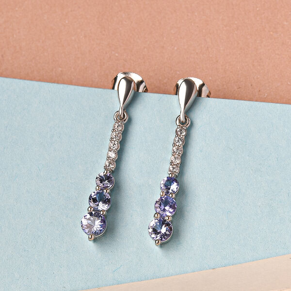 Tansanit-Ohrringe, 925 Silber platiniert ca. 1,41 ct image number 2