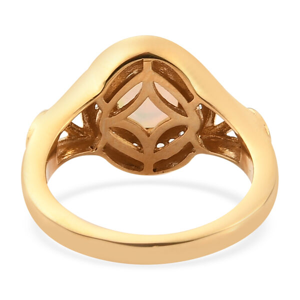 Natürlicher Äthiopischer Opal und Zirkon Ring 925 Silber vergoldet  ca. 1,08 ct image number 6