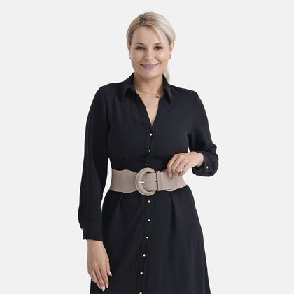 Elastischer Tailleng&uuml;rtel mit runder Schnalle, 45x7,5 cm, Grau