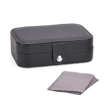 Reise-Schmuckk&auml;stchen mit 10 Silberputzt&uuml;chern, 17x11x5 cm (Box), 11x7 cm (10 T&uuml;cher), Grau