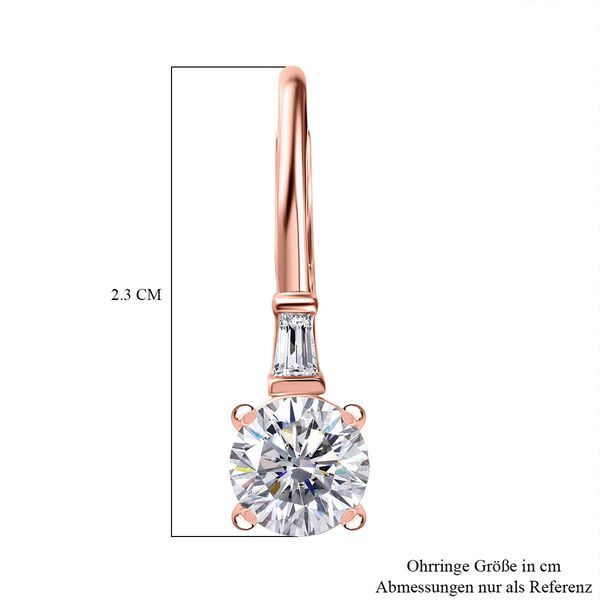 Moissanit Ohrringe, 925 Silber 750 Ros&eacute;gold Vermeil - 2,07 ct. image number 5