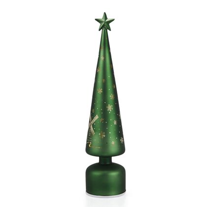 LED-Deko-Tannenbaum mit drehendem Licht, Glas, 9x41 cm, Gr&uuml;n