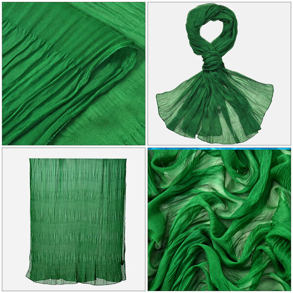 LA MAREY – 100% Maulbeer-Seidenschal Chiffon, 60x170cm, grün image number 4