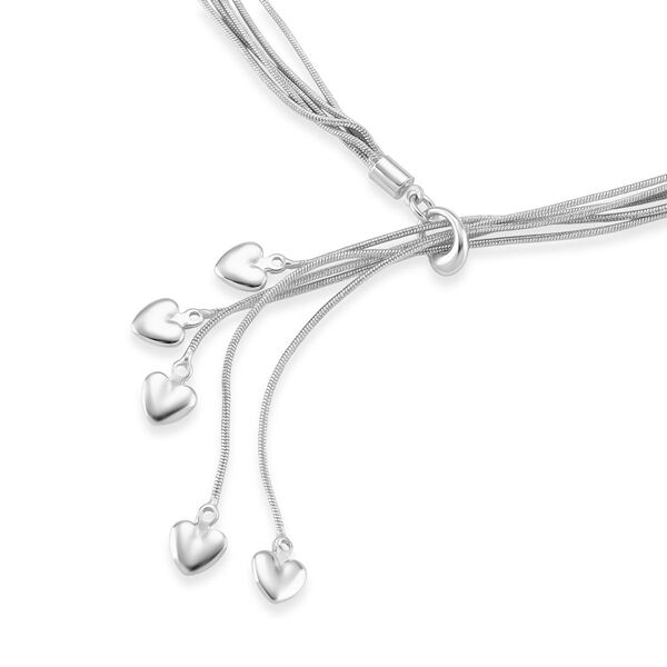 Lariat-Halskette mit Herz-Charms, nickelfreies Messing , ca. 50 cm image number 4