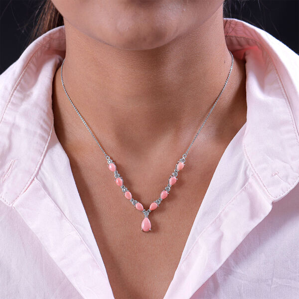 Blush Pfirsich Opal und Zirkon Halskette - 3,83 ct. image number 3