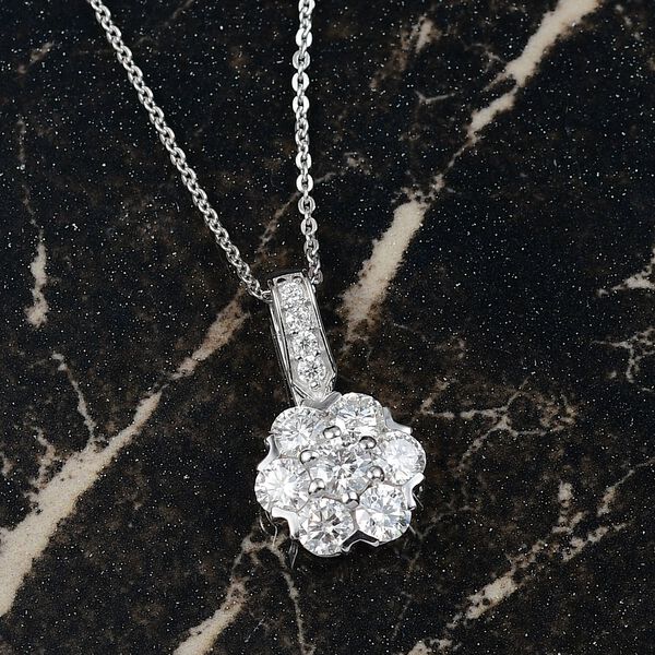 Moissanit Anh&auml;nger mit 50cm Kette, 925 Silber rhodiniert - 1,51 ct. image number 2