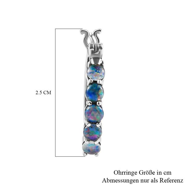 Boulder Opal Triplett Creolen, 925 Silber platiniert, 2,35 ct. image number 4