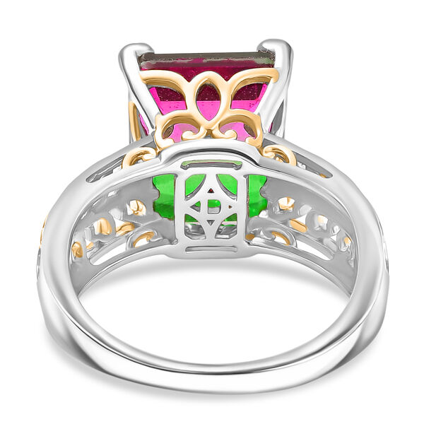 D’joy Wassermelonen Quarz Triplette Ring 925 Silber platiniert und vergoldet (Größe 18.00) ca. 6,91 ct image number 6