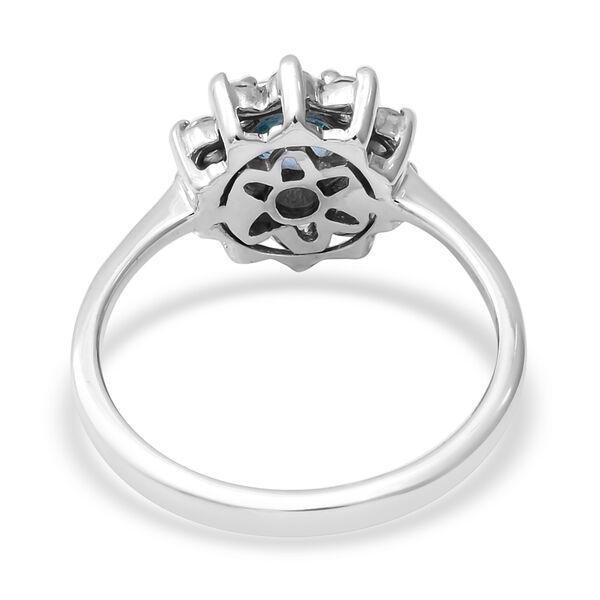 Kambodschanischer blauer Zirkon Halo Ring 925 Silber Platin-&Uuml;berzug image number 4