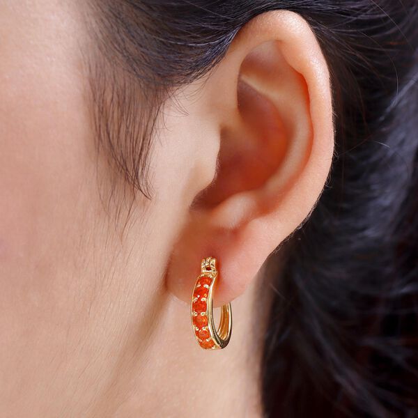 Salamanca Feueropal-Creolen, 925 Silber vergoldet ca. 0,54 ct image number 3