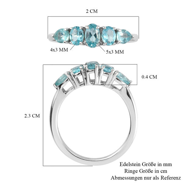 Paraiba-Topas 5 Stein Ring 925 Silber Platin-&Uuml;berzug image number 7