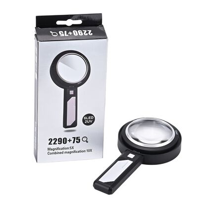 Handlupe mit kombinierten Doppellinsen und LED-Licht, 8x/20x, 19x9x3,2 cm