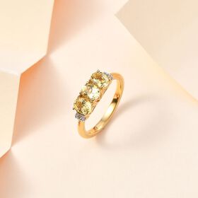 AA Premium brasilianischer Heliodor und Diamant-Ring 925 Silber - 1,13 ct.