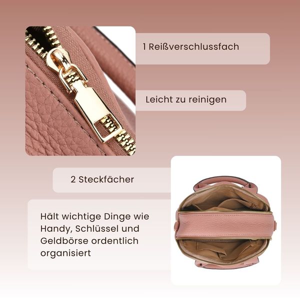 Crossbody-Tasche mit mehreren Reißverschlussfächern und abnehmbarem Gurt, 25x9x18cm, Grau image number 3