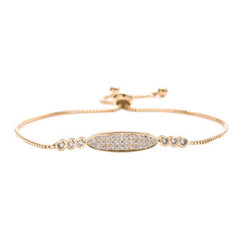 Wei&szlig;es Zirkonia Bolo-Armband, ca. 15.25 cm, goldfarben ca. 0,20 ct