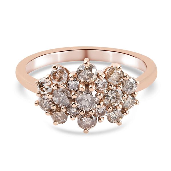 Nat&uuml;rlicher Champagner Diamant zertifiziert I2-I3 Ring 375 Ros&eacute;gold