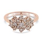 Natürlicher Champagner Diamant zertifiziert I2-I3 Ring 375 Roségold (Größe 17.00) ca. 1,08 ct