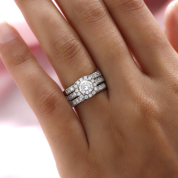 3er-Set- Moissanit Stacking Ring - 1,78 ct. image number 3