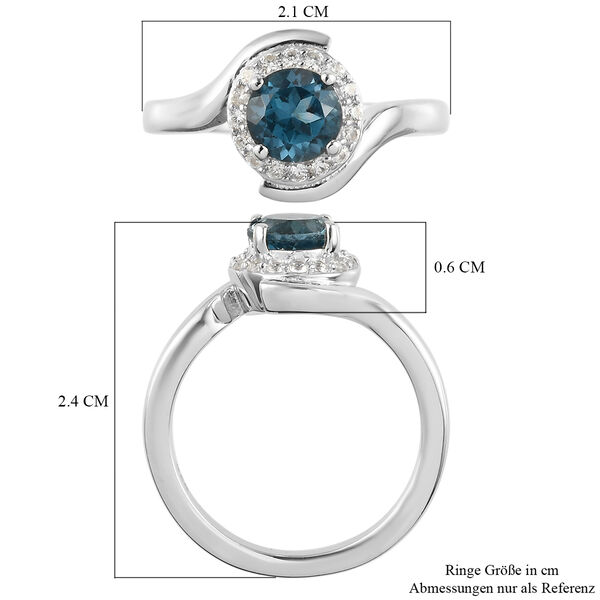 London Blau Topas und Zirkon Ring, ca. 1,29 ct image number 7