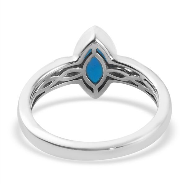 Blau gef&auml;rbter &auml;thiopischer Opal und Zirkon Ring 925 Silber Platin-&Uuml;berzug image number 6