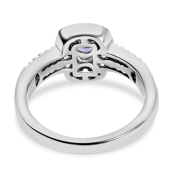 Tansanit und Zirkon Halo Ring 925 Silber Platin-&Uuml;berzug image number 6