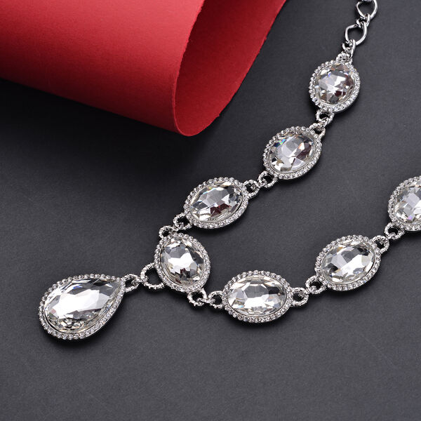 Wei&szlig;e Glaskristall-Halskette, 50 cm - 151,80 ct. image number 2