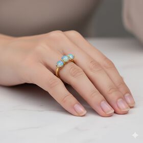 D'Joy AA natürlicher, äthiopischer Welo Opal Ring, 925 Silber vergoldet - 1,19 ct.