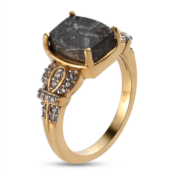 Meteorit und Zirkon Ring 925 Silber vergoldet  ca. 5,71 ct image number 5