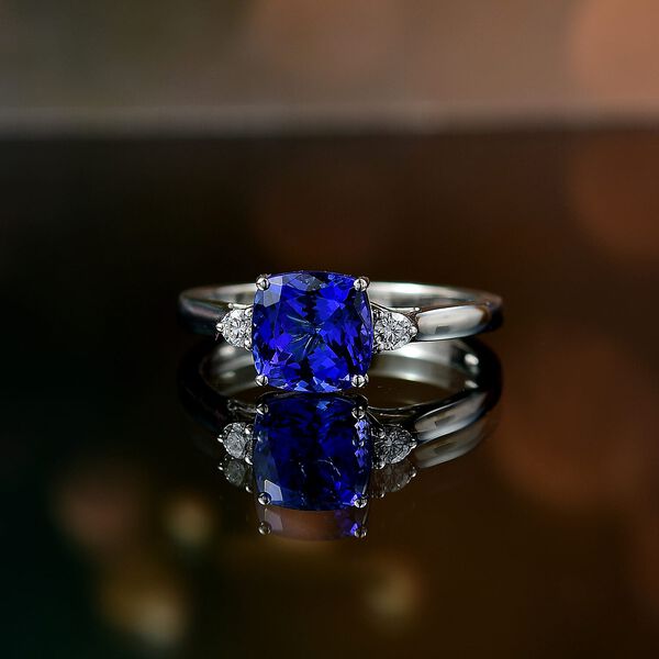 Rhapsody AAAA Tansanit, Weißer Diamant Ring 950 Platin (Größe 20.00) ca. 2,87 ct image number 1