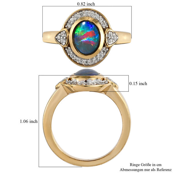 Boulder Opal Triplett und Zirkon Ring 925 Silber vergoldet  ca. 1,13 ct image number 5