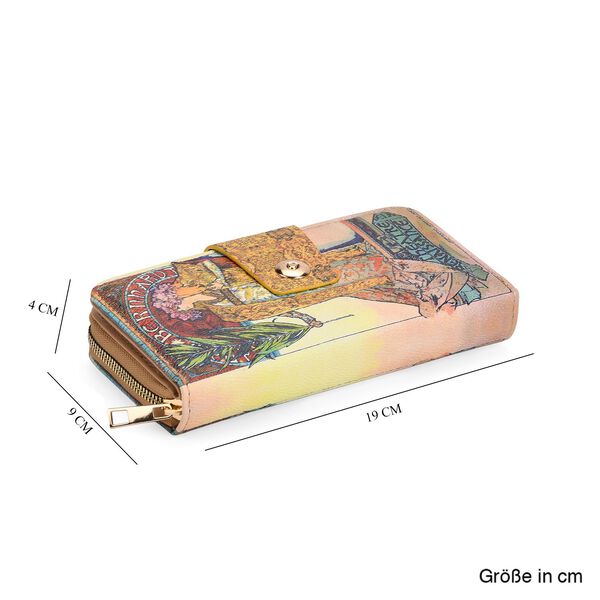 Langportemonnaie, RFID-Schutz, 19x4x9cm, Gelb Multicolor, Alphonse-Mucha-Motiv. image number 9