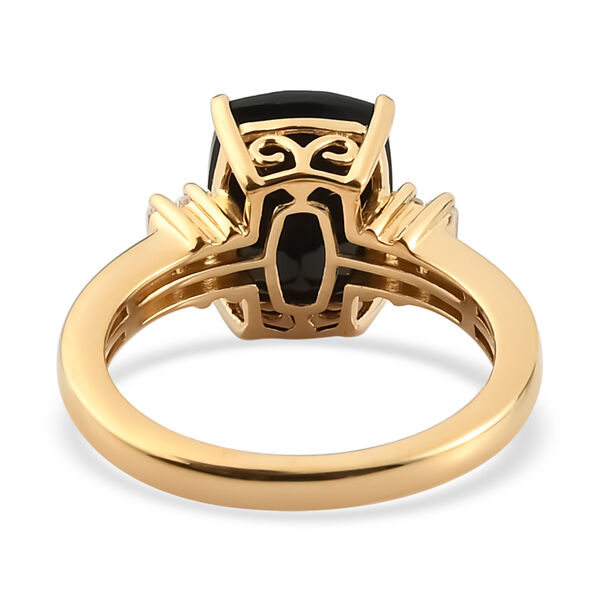 Schwarzer Turmalin und Zirkon Ring 925 Silber vergoldet  ca. 3,75 ct image number 6