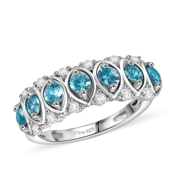 D'Joy Blauer Zirkon, Wei&szlig;er Zirkon Ring 925 Silber rhodiniert (Gr&ouml;&szlig;e 17.00) ca. 1,60 ct image number 4