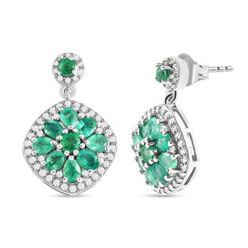 Kagem sambische Smaragd Ohrringe, 925 Silber platiniert ca. 3,78 ct