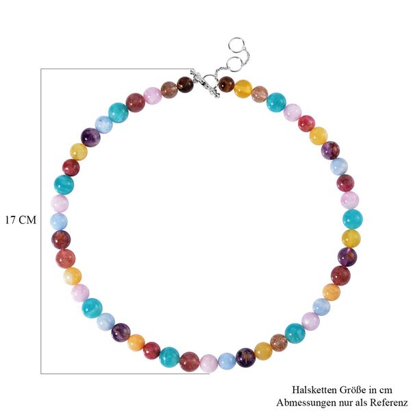 AAA Mehrfarbig Edelsteine, Roter Granat Halskette ca. 50 cm 925 Silber rhodiniert ca. 414.09 ct image number 5