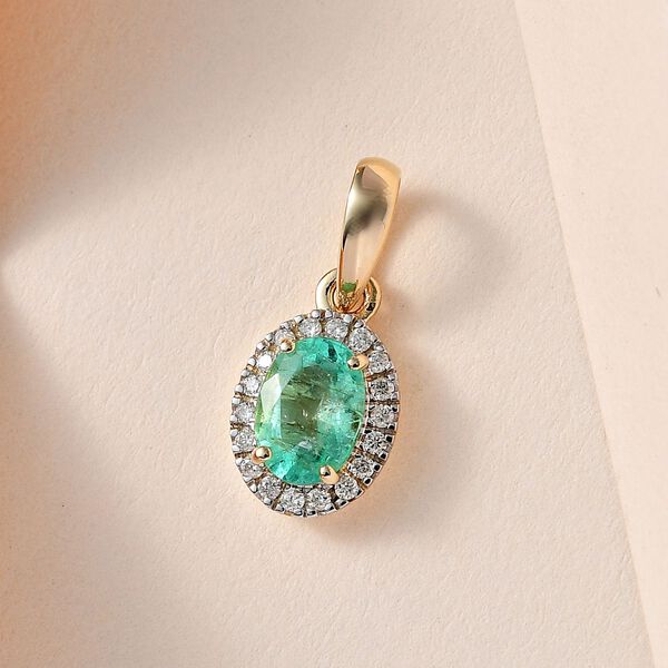 AA Kolumbianischer Smaragd und Diamant Anh&auml;nger in 585 Gold &ndash; 0,87 ct. image number 8