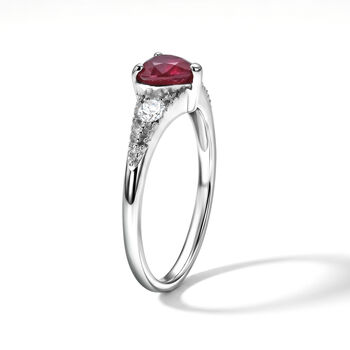 D'Joy Afrikanischer Rubin (Fissure gef&uuml;llt), Wei&szlig;er Zirkon Ring 925 Silber Rhodiniert (Gr&ouml;&szlig;e 18.00) ca. 1,44 ct