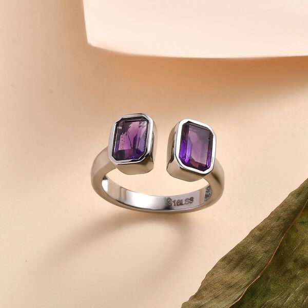 Afrikanischer Amethyst Ring Edelstahl (Gr&ouml;&szlig;e 16.00) ca. 1,90 ct image number 2