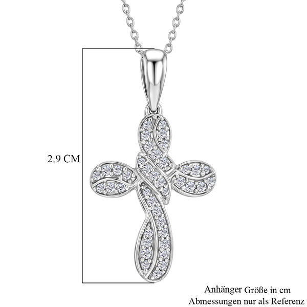 D'Joy wei&szlig;er Diamant Kreuz Anh&auml;nger mit 50cm Kette - 0,26 ct. image number 6