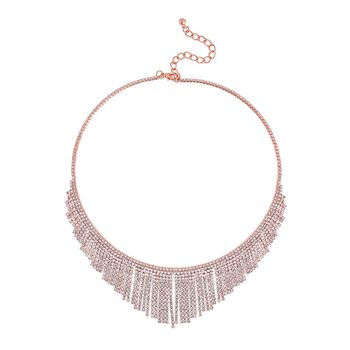 Wei&szlig;er Kristall Halskette ca. 40.5 c, ros&eacute;farben