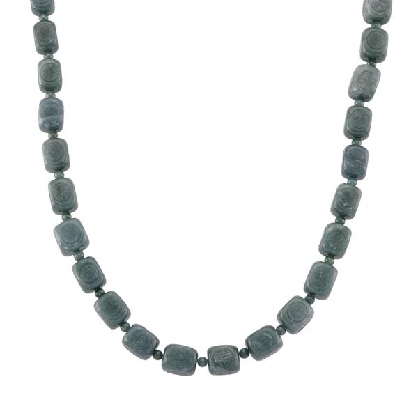 D'Joy Natürlicher Olmek Jadeit Halskette ca. Flexibles cm 925 Silber rhodiniert ca. 610.00 ct image number 0