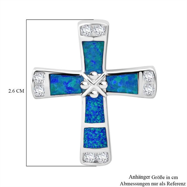 Simulierter blauer Opal und Zirkonia Anh&auml;nger image number 5