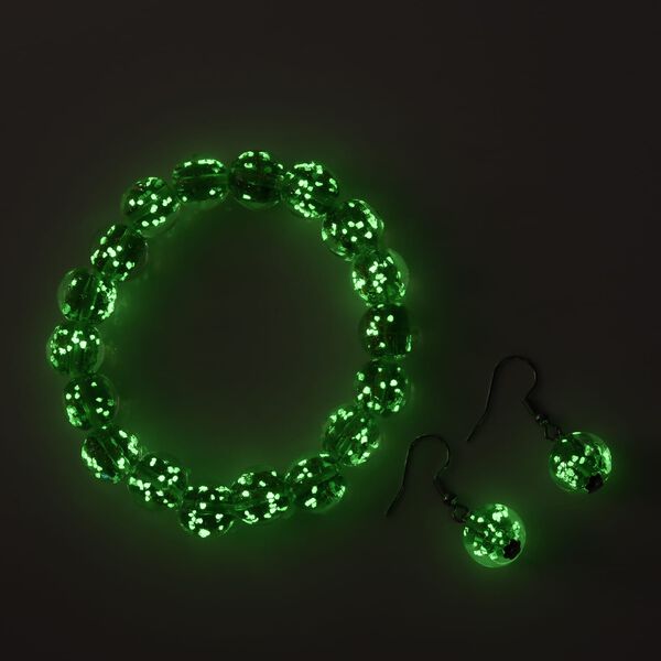 2er Set - Murano-Glasperlen Design, flexibles Armband und Ohrringe, Reiner Edelstahl, Rot image number 2