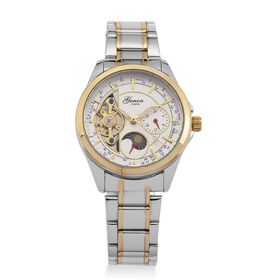 GENOA TIME V2 - Automatik-Armbanduhr, Mechanisches Uhrwerk, Edelstahlarmband, bicolor, Weißes Zifferblatt, 36 mm GENOA TIME V2 - Automatik-Armbanduhr, Mechanisches Uhrwerk, Edelstahlarmband, bicolor, Weißes Zifferblatt, 36 mm